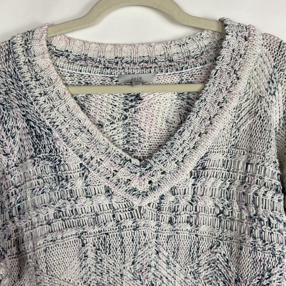 Joie Sydnee Cotton V-neck Chunky Knit Oversized Balloon Sleeve Cozy Sweater - Picture 16 of 16